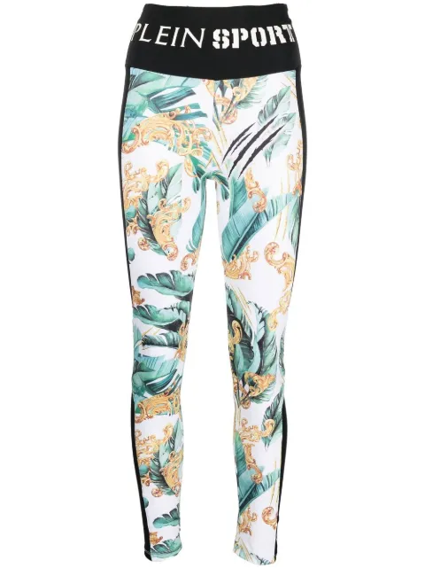 Plein Sport logo-waistband graphic-print leggings