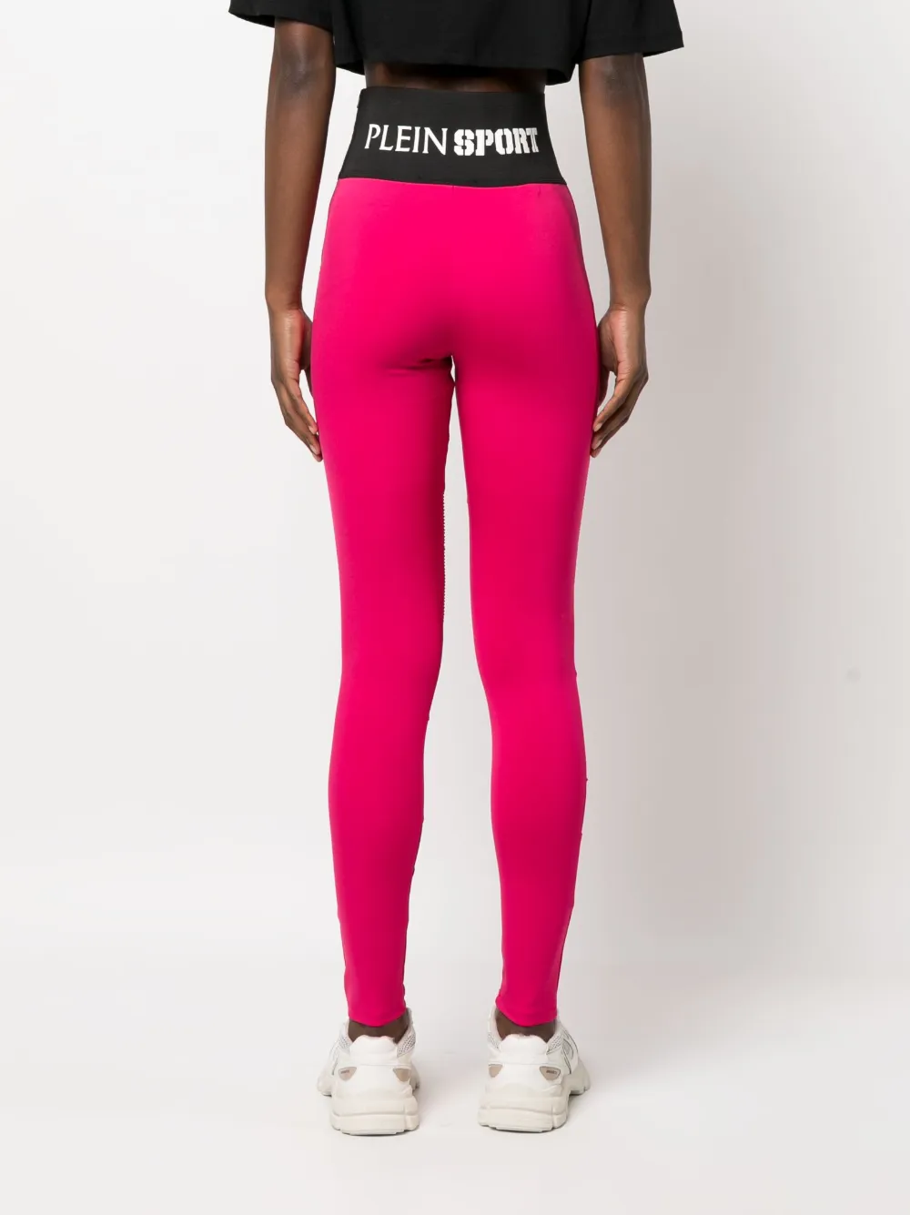 Plein Sport Logo-waistband High-waisted Leggings In Pink