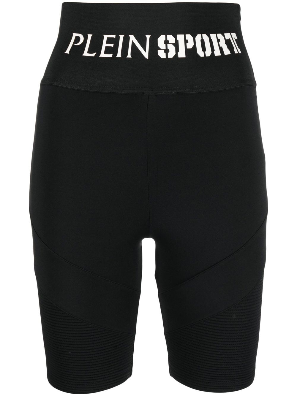 Shop Plein Sport Logo-waistband High-waisted Leggings In Black