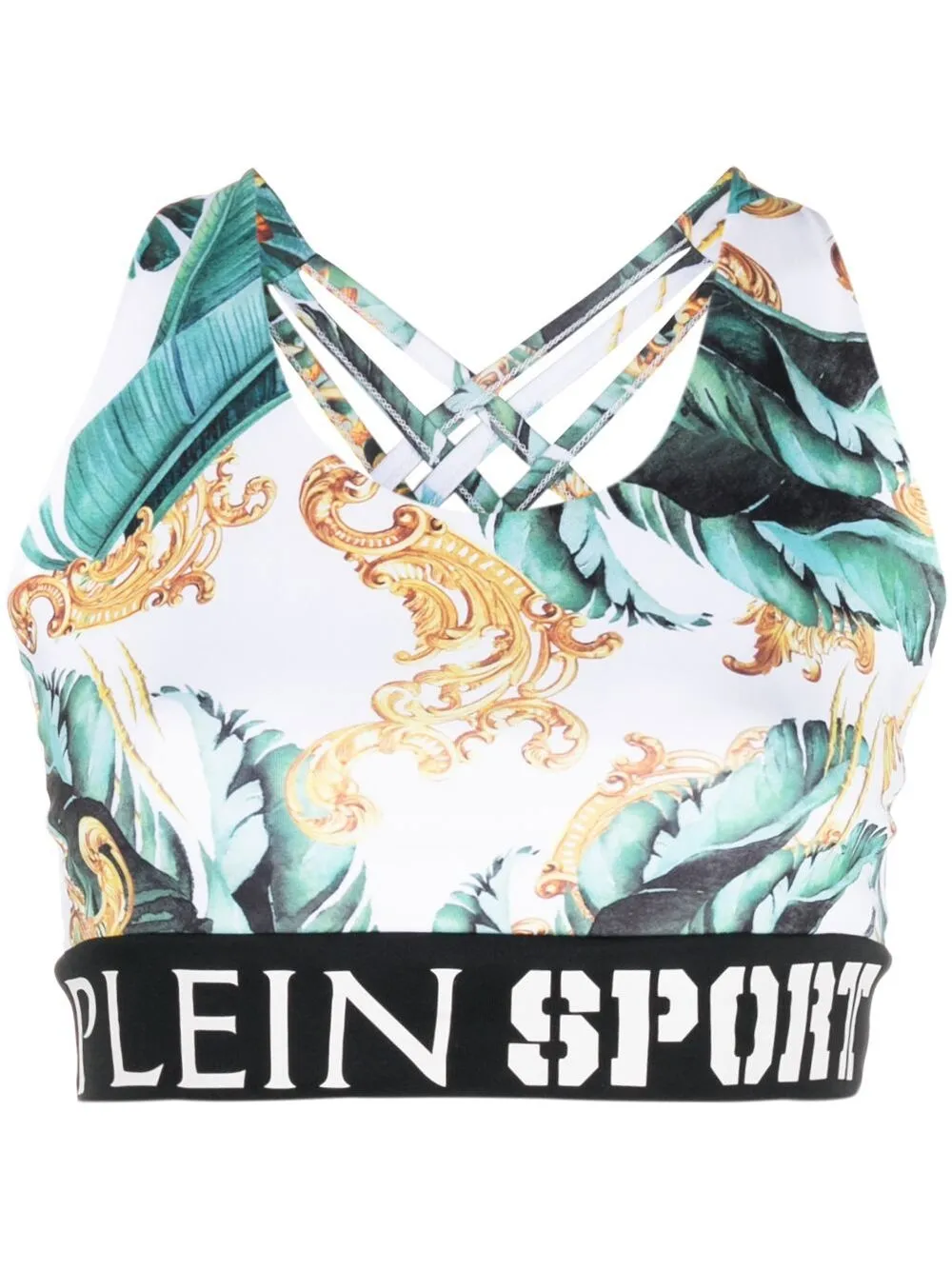 

Plein Sport crossover-strap sports bra - White