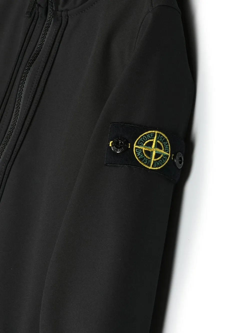 Stone Island Logo-patch Zip-up Jacket In 黑色