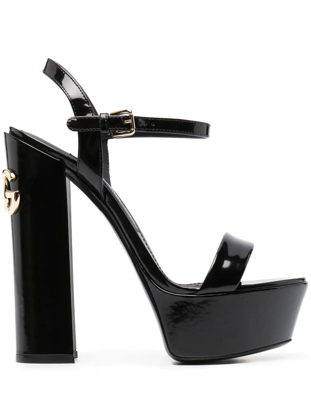 

Dolce & Gabbana 150mm patent block heel sandals - Black