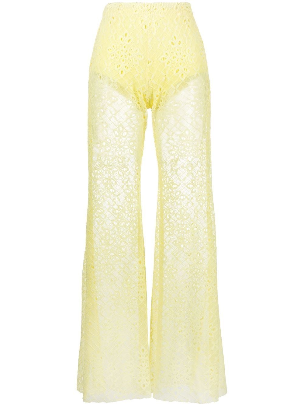 Forte Forte sheer lace flared trousers - Yellow