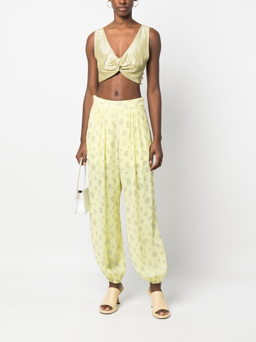 Shop Forte Forte Knotted Shimmer Crop Top In Yellow