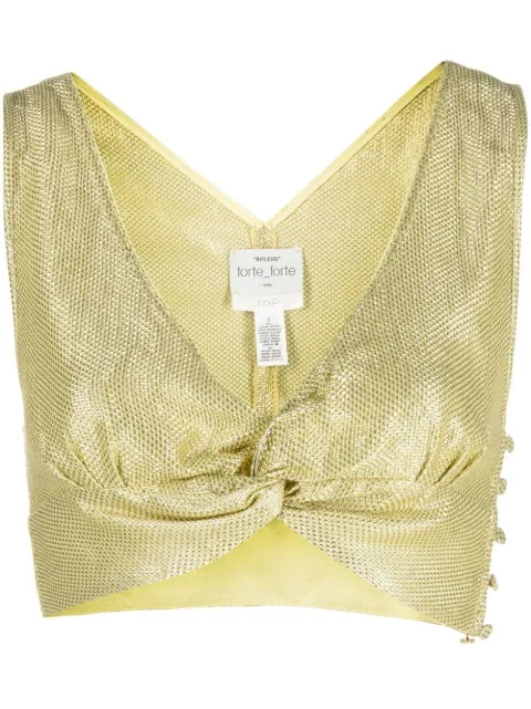 Forte Forte top corto con detalle de nudo y efecto metalizado