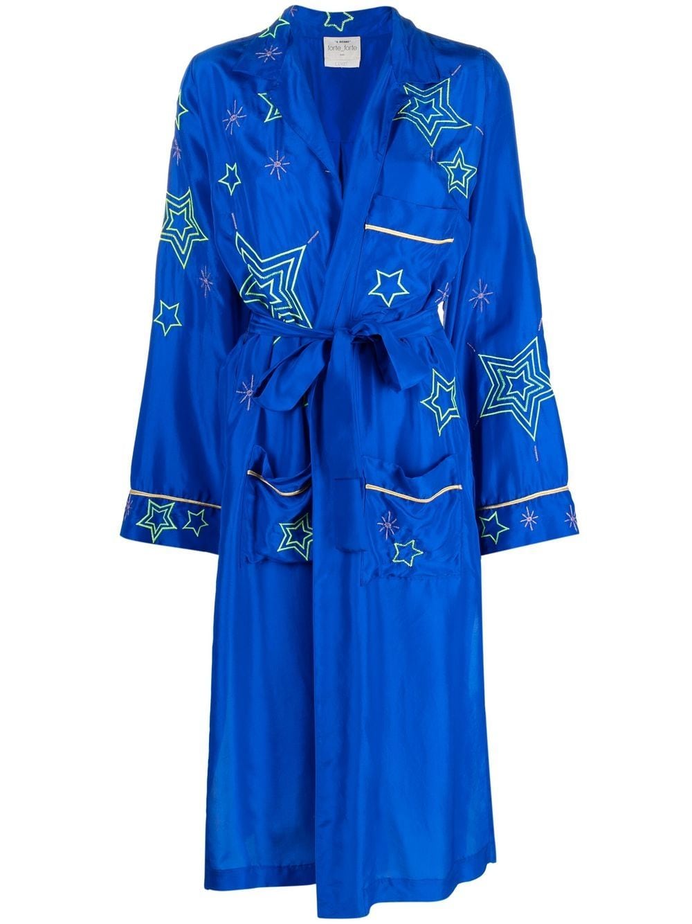 Forte Forte star-print silk coat - Blue