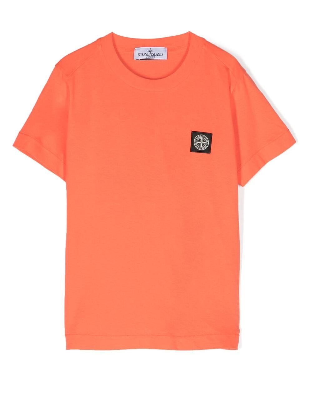 Stone Island Junior Kids' Logo-patch Round-neck T-shirt In Orange