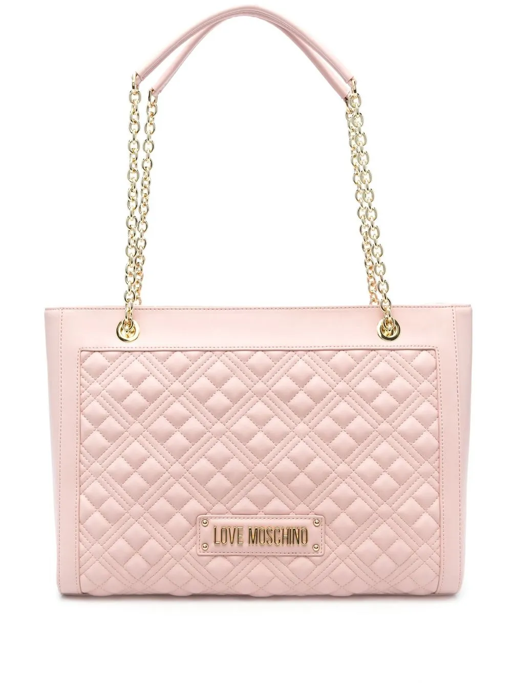 

Love Moschino quilted logo-plaque tote bag - Neutrals