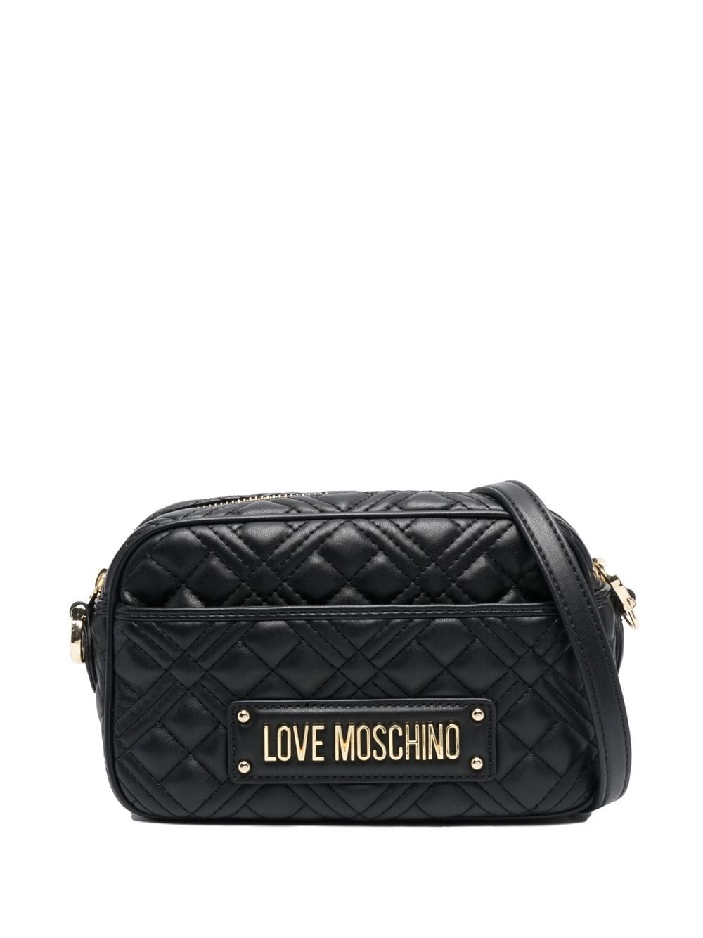 Love Moschino Logo-plaque Quilted Satchel Bag In Black