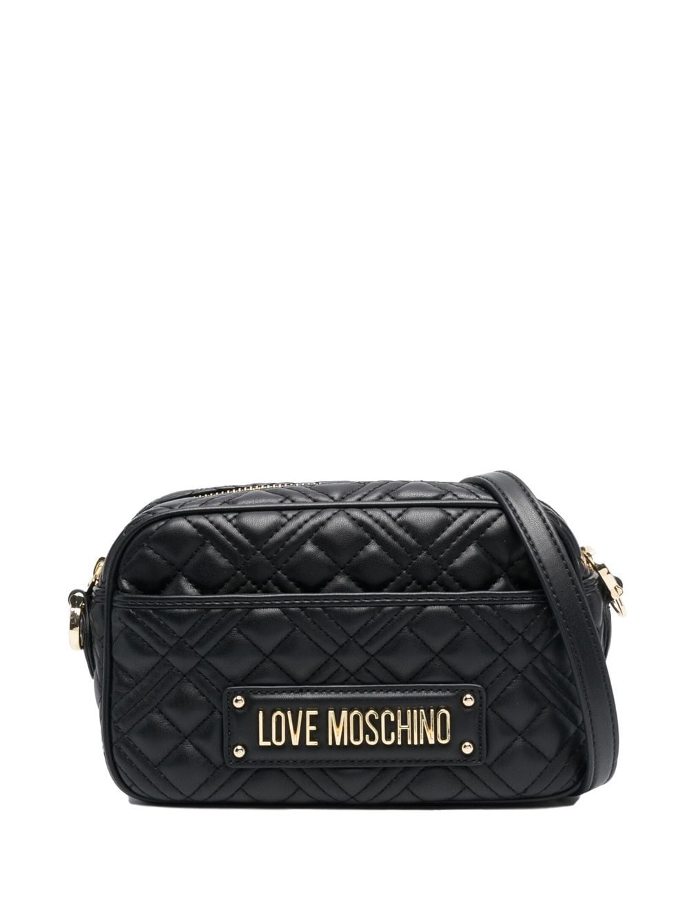 

Love Moschino logo-plaque quilted satchel bag - Black