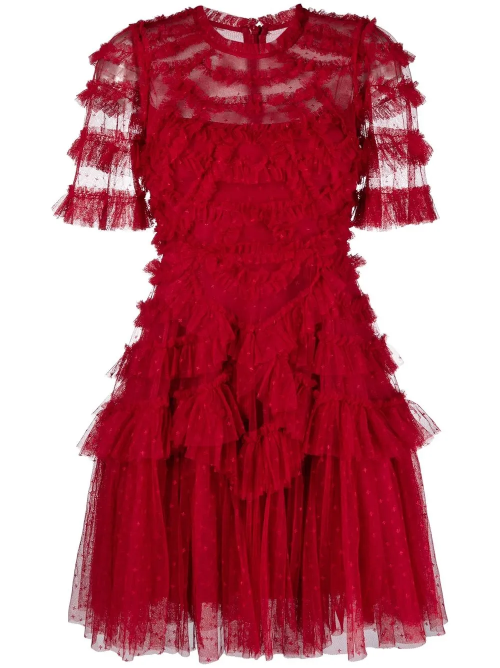 NEEDLE & THREAD VALENTINE RUFFLE-TRIM DRESS