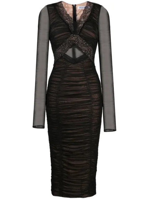 Self-Portrait ruched lace-trim dress