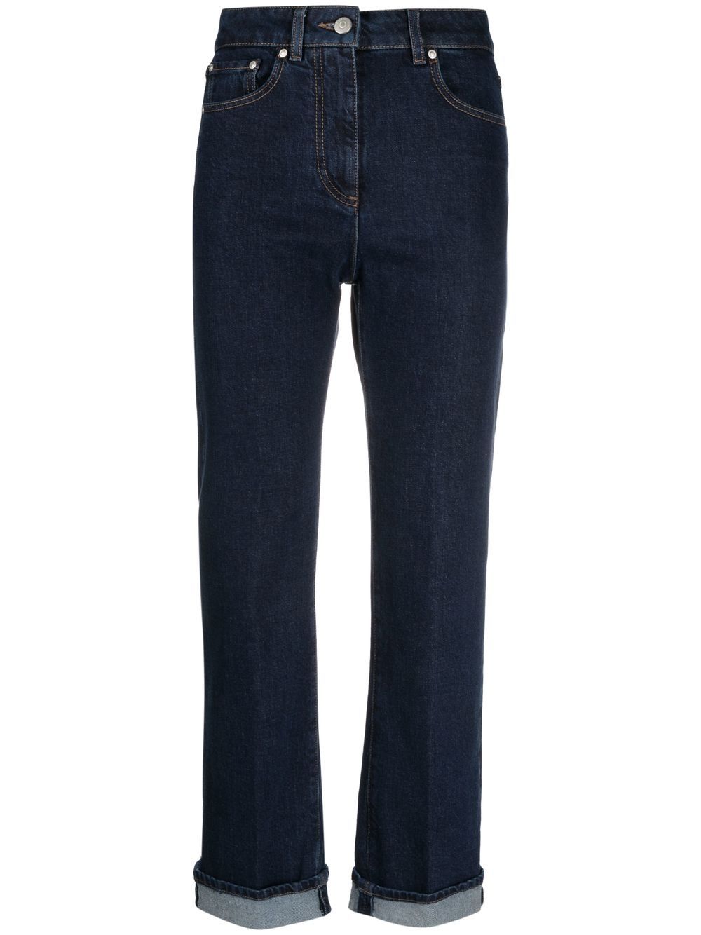 Peserico High Rise Straight Jeans In Blue Navy