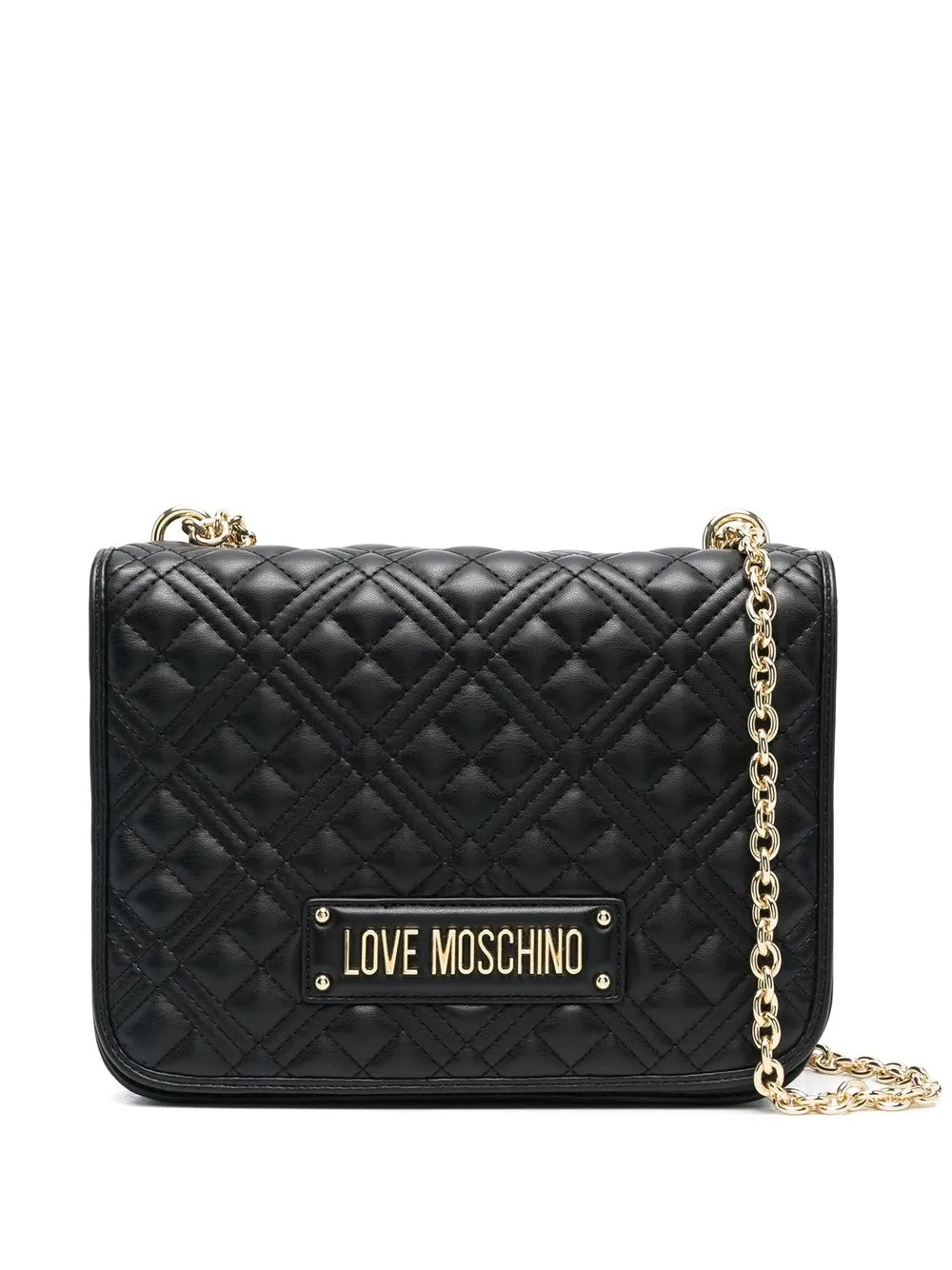 

Love Moschino logo-plaque quilted shoulder bag - Black