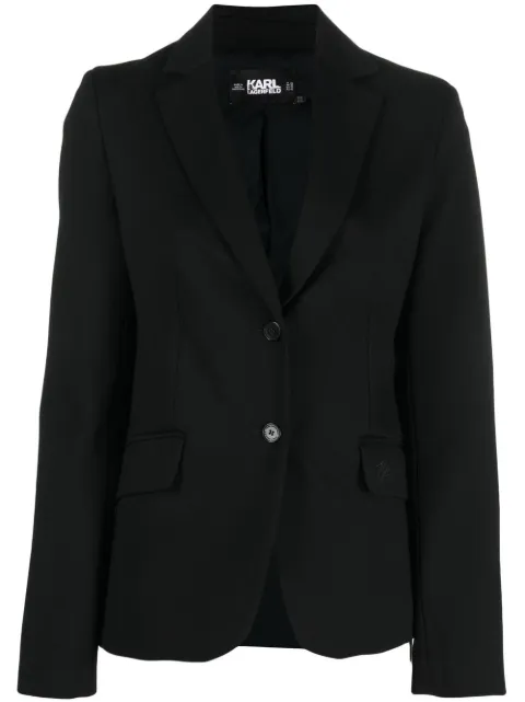 Karl Lagerfeld embroidered-logo fitted blazer 