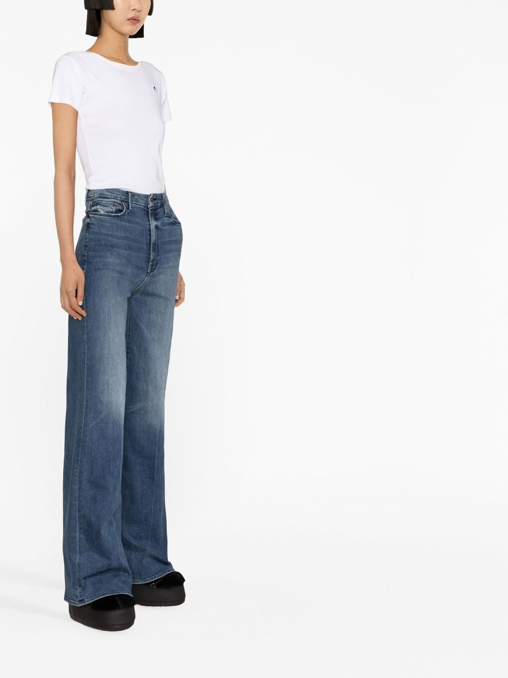 Shop Mother Roller Skimp Wide-leg Jeans In Blau