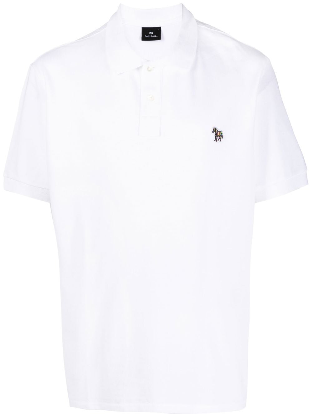 zebra-patch short-sleeved polo shirt