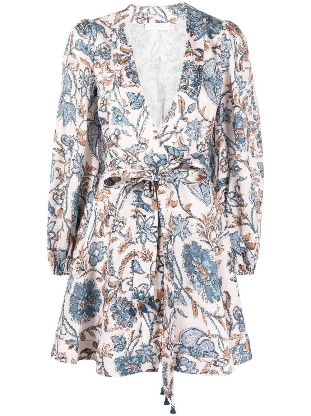 

ZIMMERMANN Vitali floral-print wrap minidress - Blue