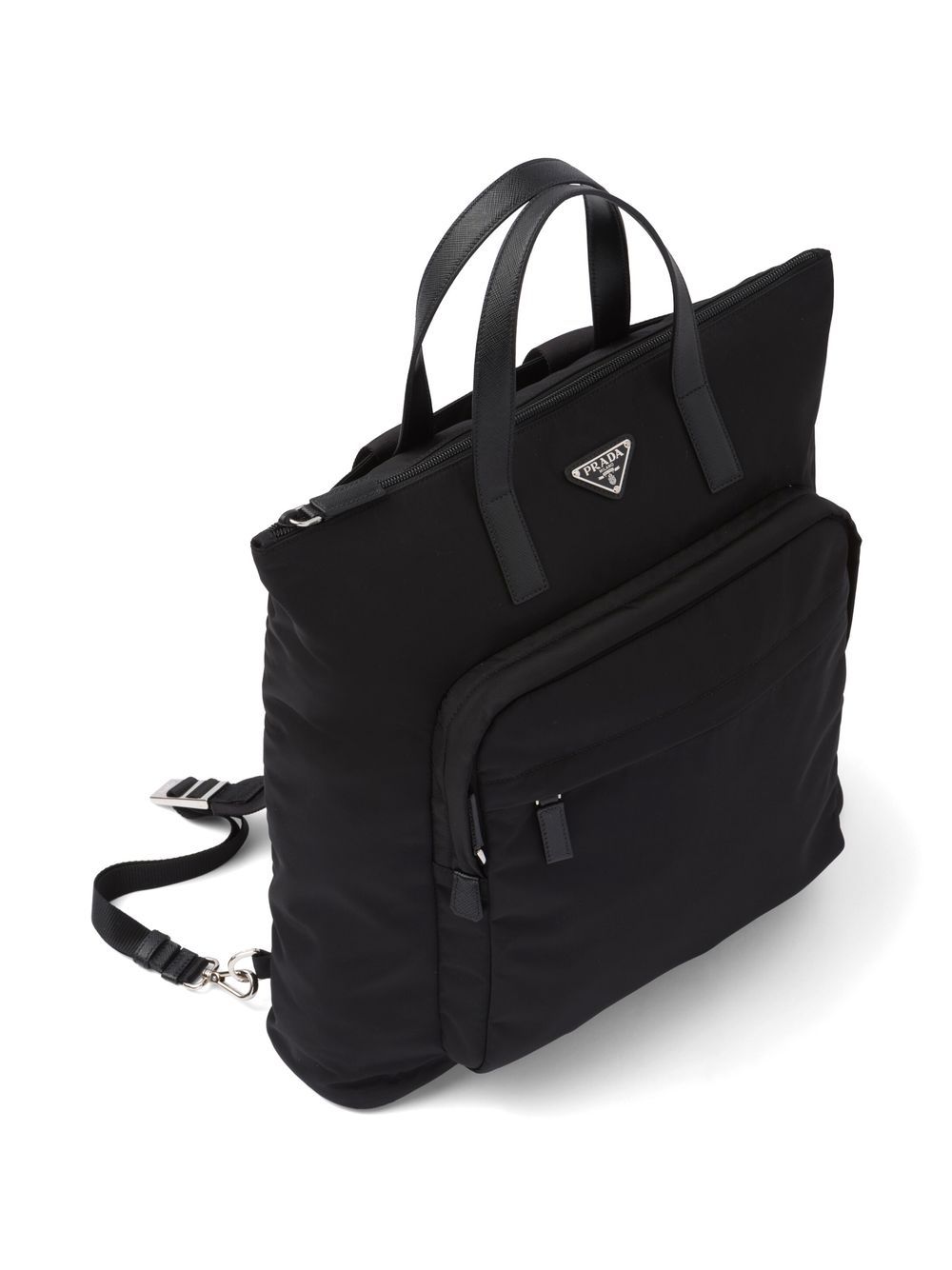 Shop Prada Re-nylon Saffiano-leather Tote Bag In Black