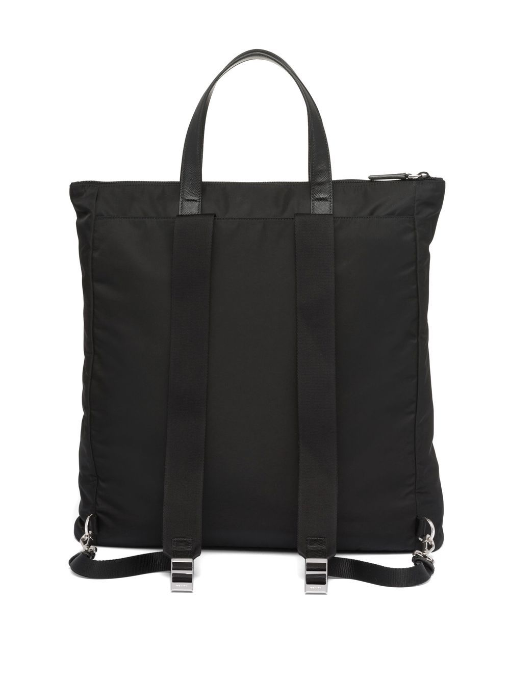 Shop Prada Re-nylon Saffiano-leather Tote Bag In Black