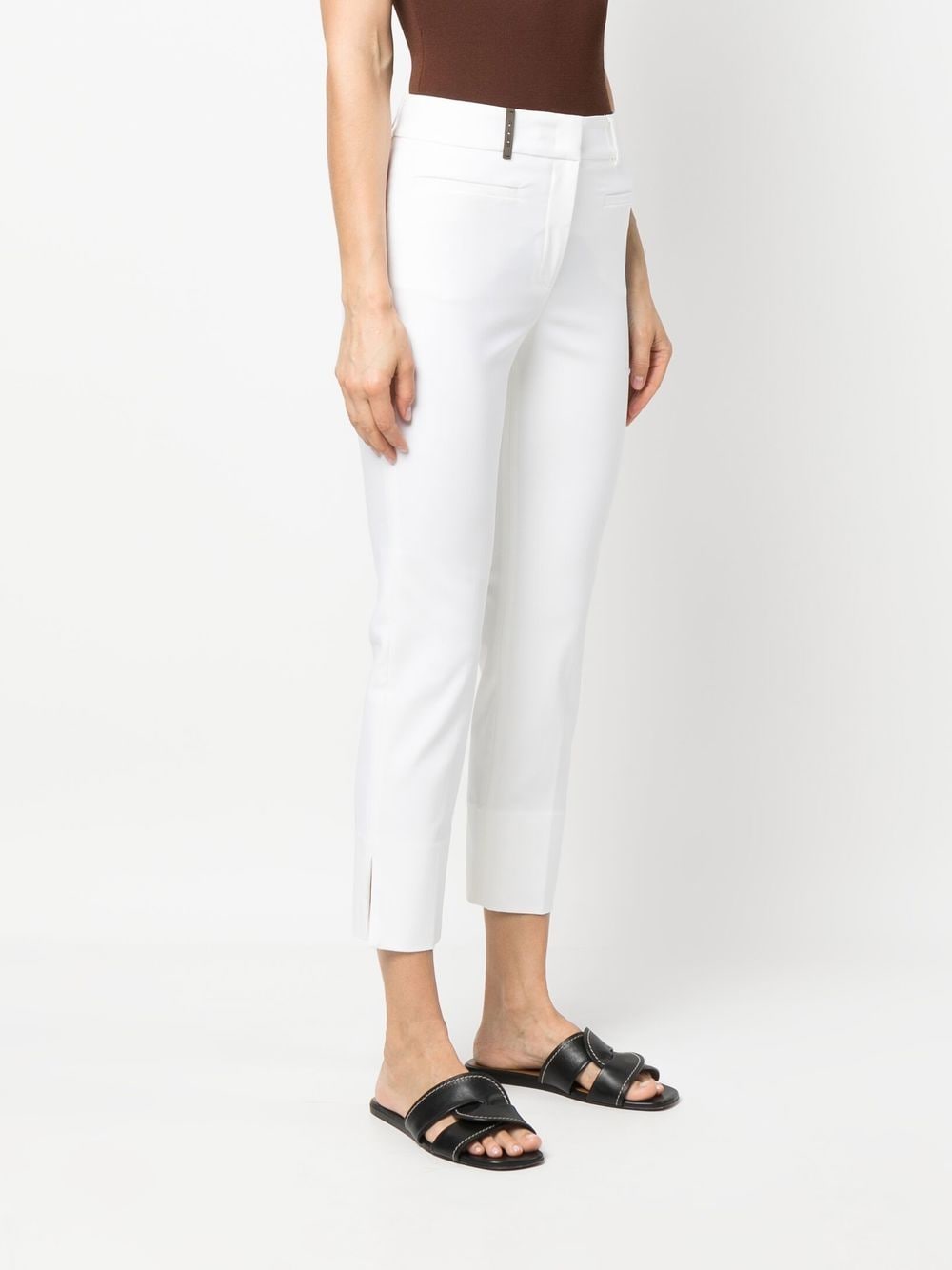 Shop Peserico Slim-cut Cropped Trousers In White
