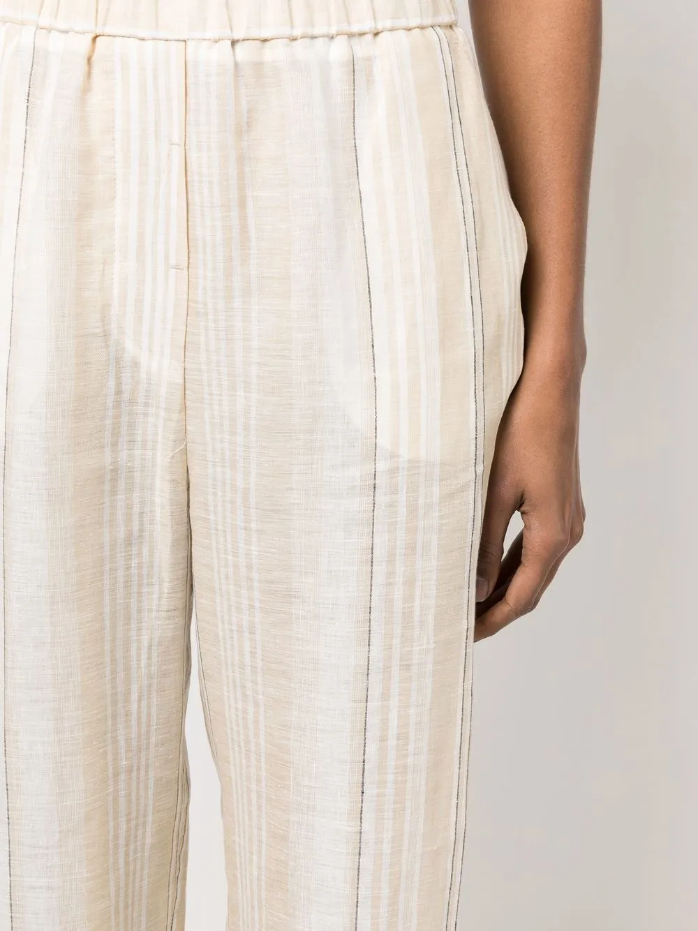 Peserico Side-slit Cropped Stretch Pants In Neutrals