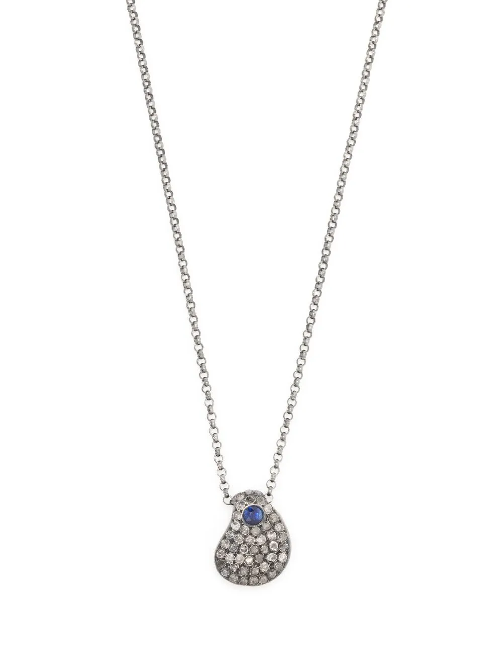 

Rosa Maria pavé diamond sapphire pendant necklace - Silver