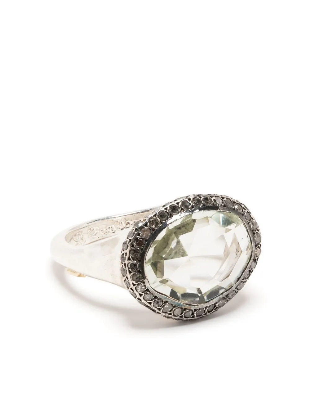 

Rosa Maria prasiolite pavé diamond ring - Silver