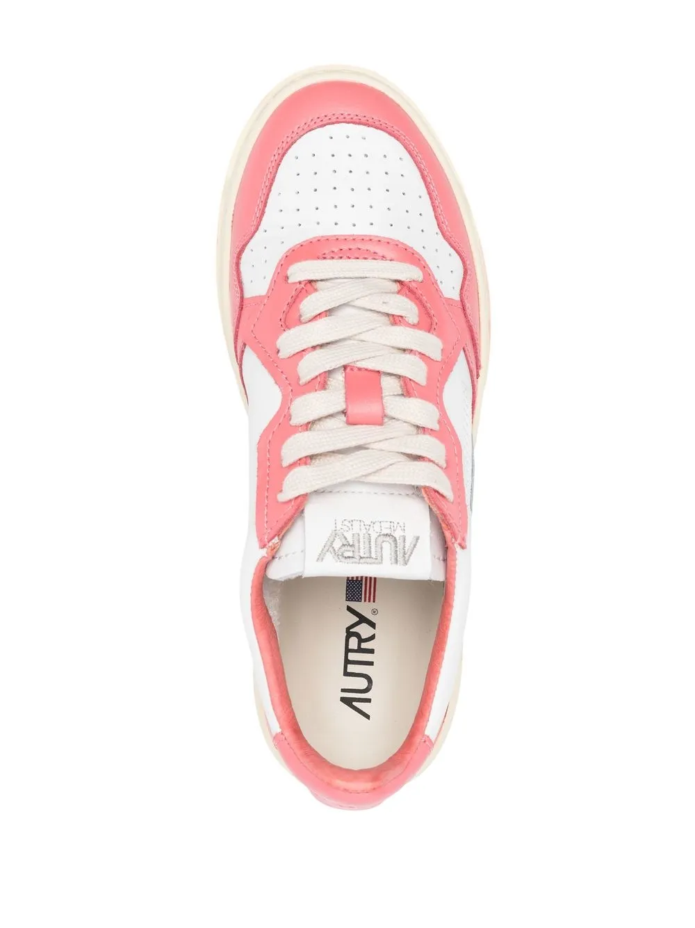 Autry Pink And White 'medalist' Low Top Sneakers In White