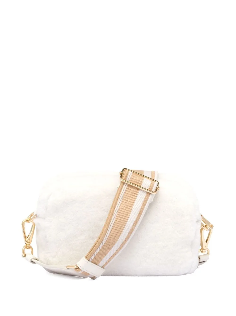 Prada Triangle-plaque Shearling Shoulder Bag In F0009 White