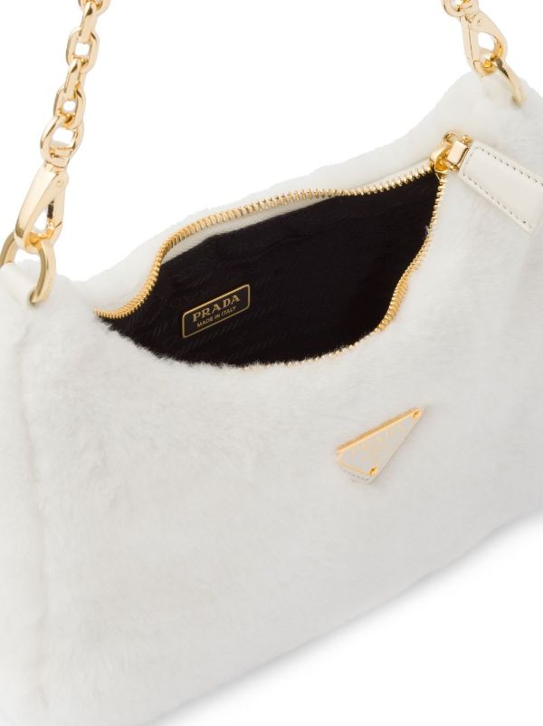 Re Edition 2000 Shearling Shoulder Bag in White - Prada