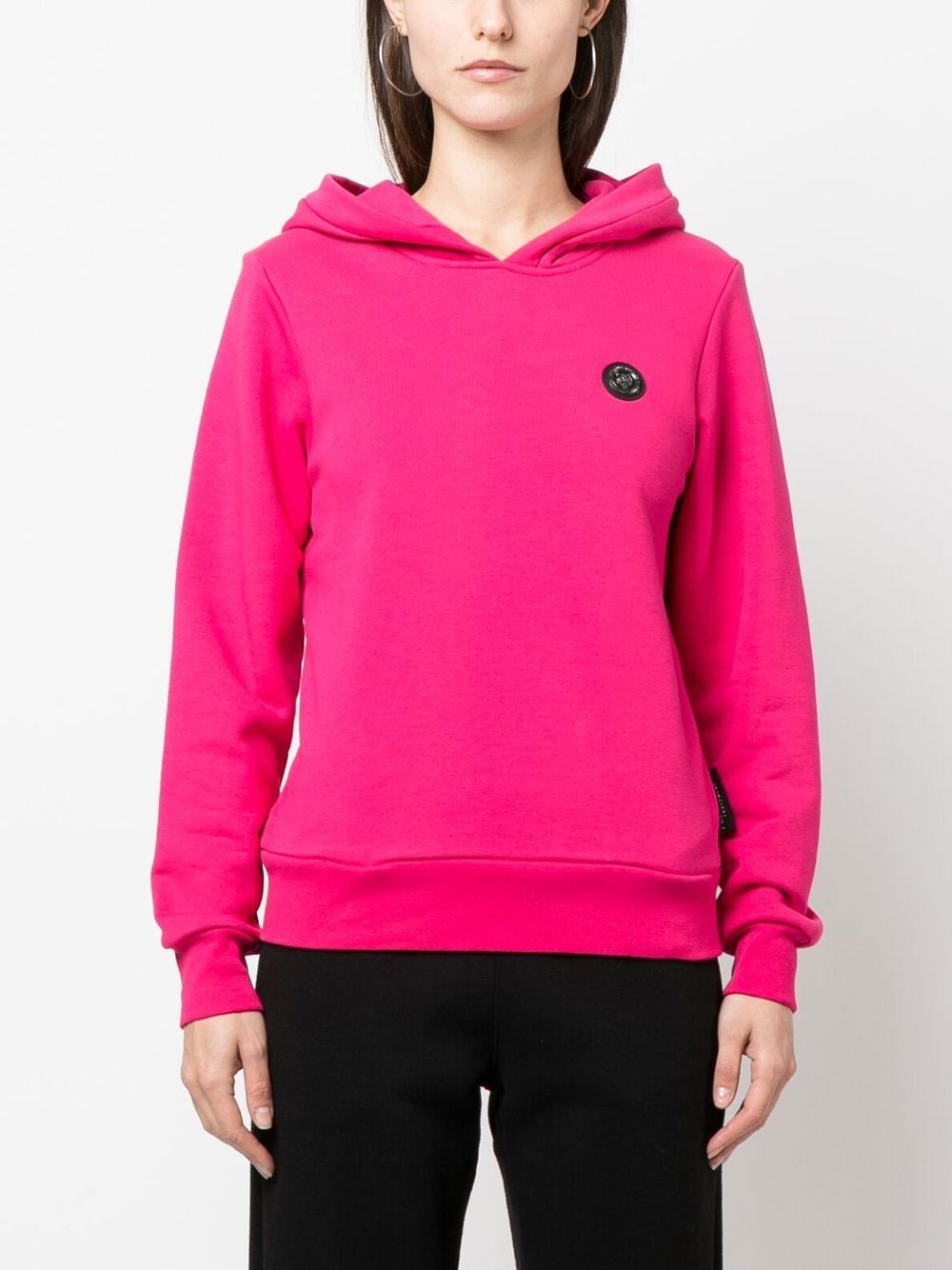 Shop Plein Sport Logo-print Cotton Hoodie In Pink