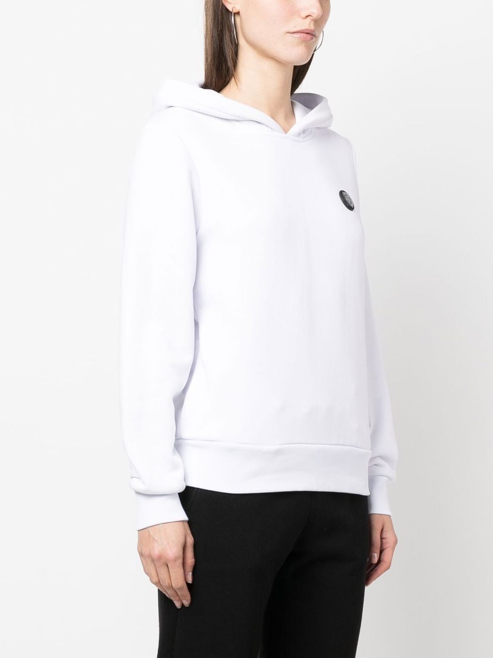 Shop Plein Sport Logo-print Cotton Hoodie In White