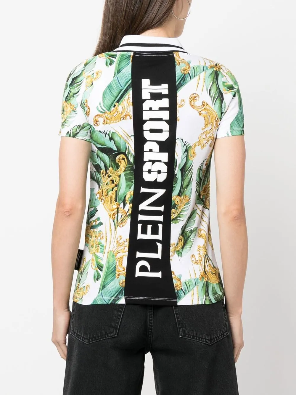 Shop Plein Sport Floral-print Polo Shirt In Green