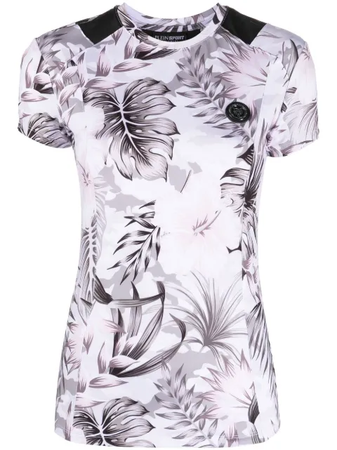 Plein Sport logo-plaque floral top
