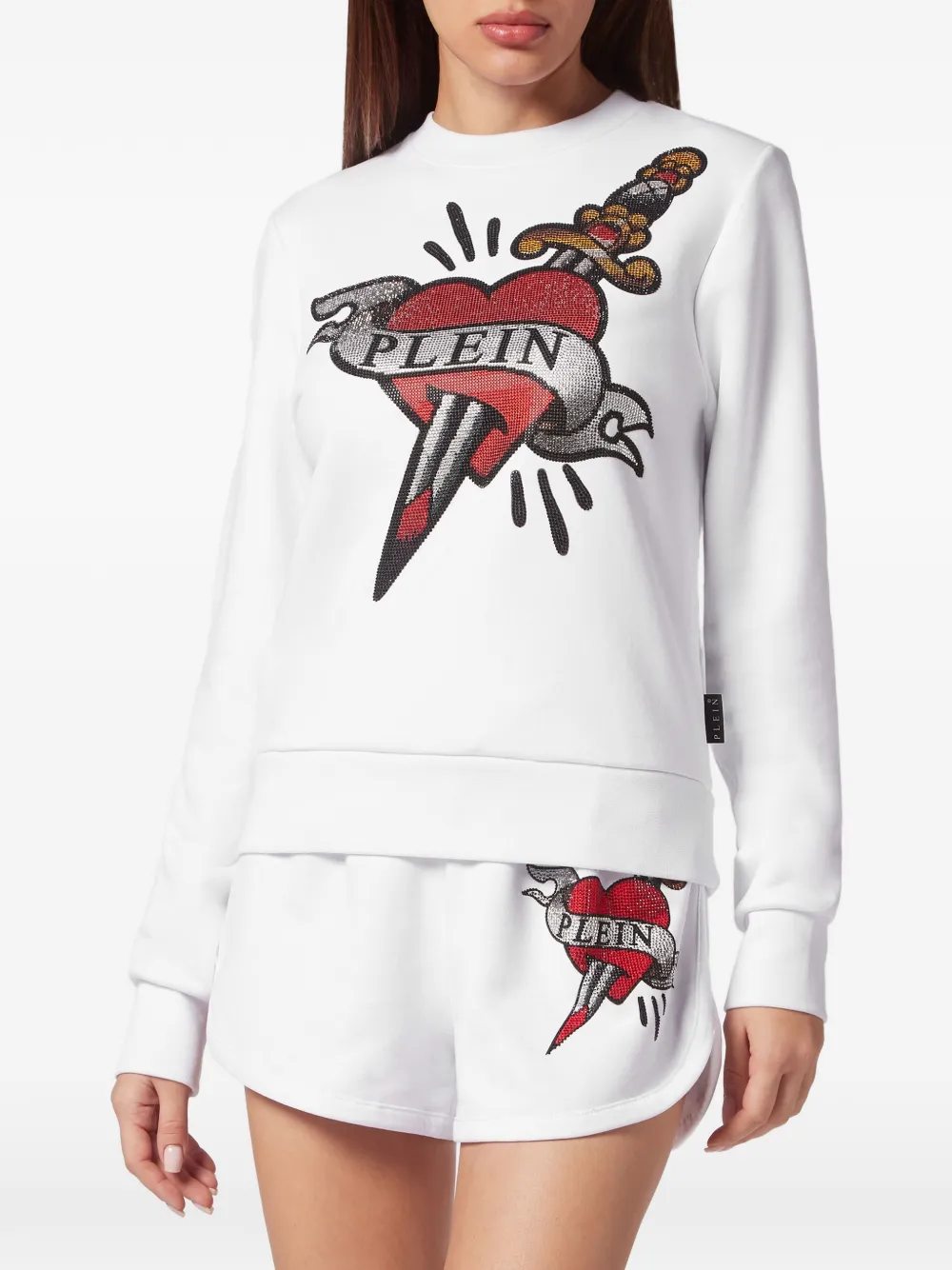 Philipp Plein Sweater met hartprint Wit