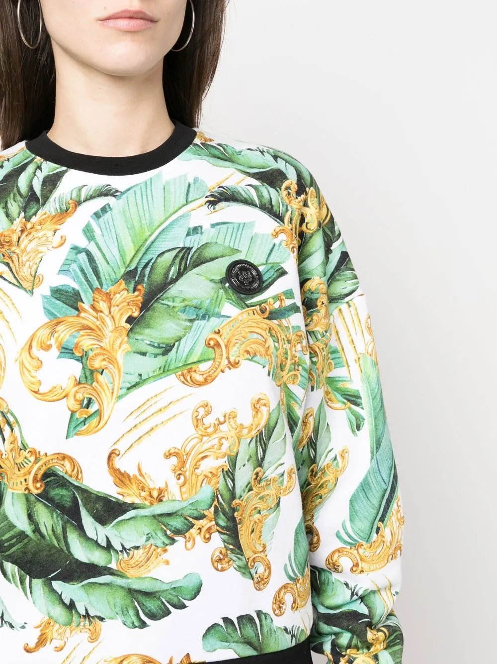 Plein Sport Floral-print Cotton Sweatshirt In Green
