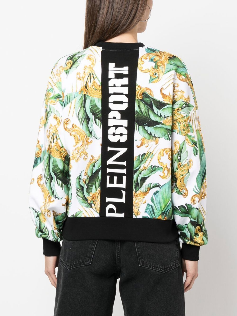 Shop Plein Sport Floral-print Cotton Sweatshirt In Green