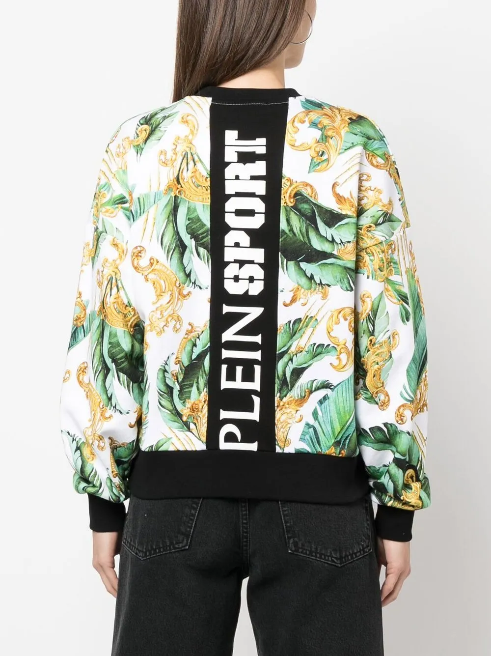 Plein Sport Floral-print Cotton Sweatshirt In Green
