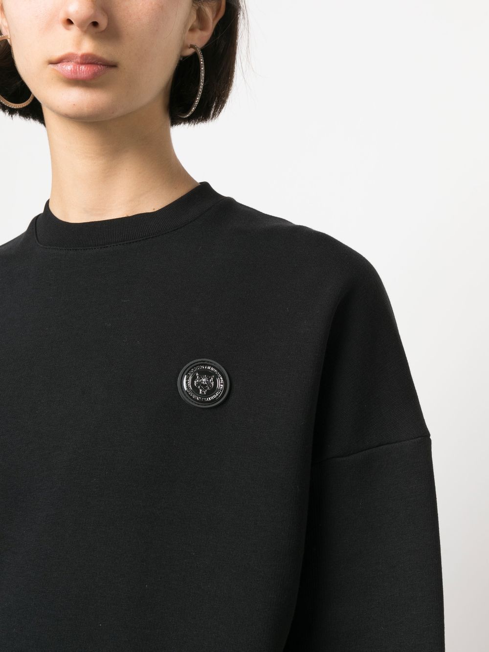 Shop Plein Sport Appliqué-logo Cotton Sweatshirt In Black