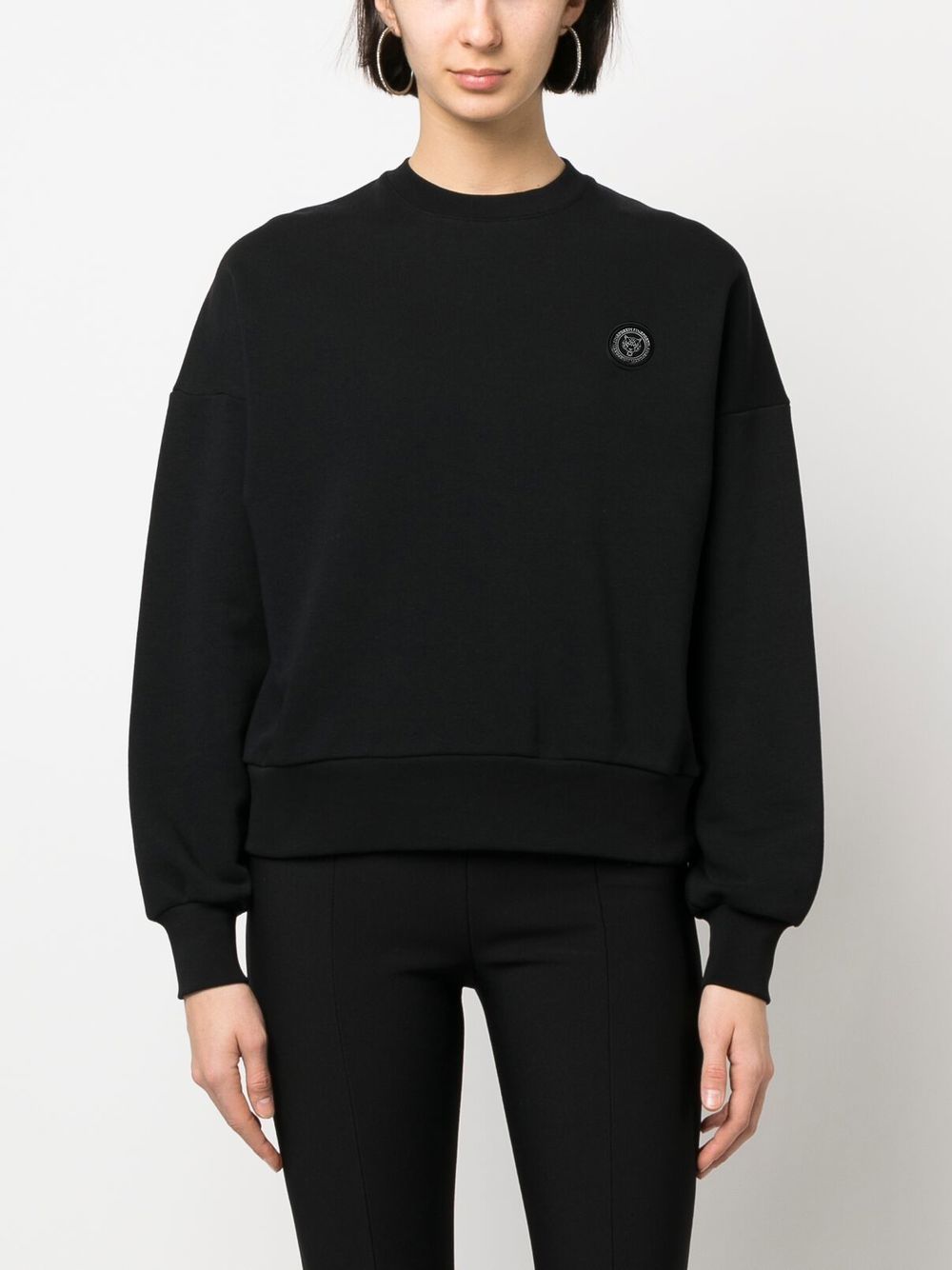 Shop Plein Sport Appliqué-logo Cotton Sweatshirt In Black