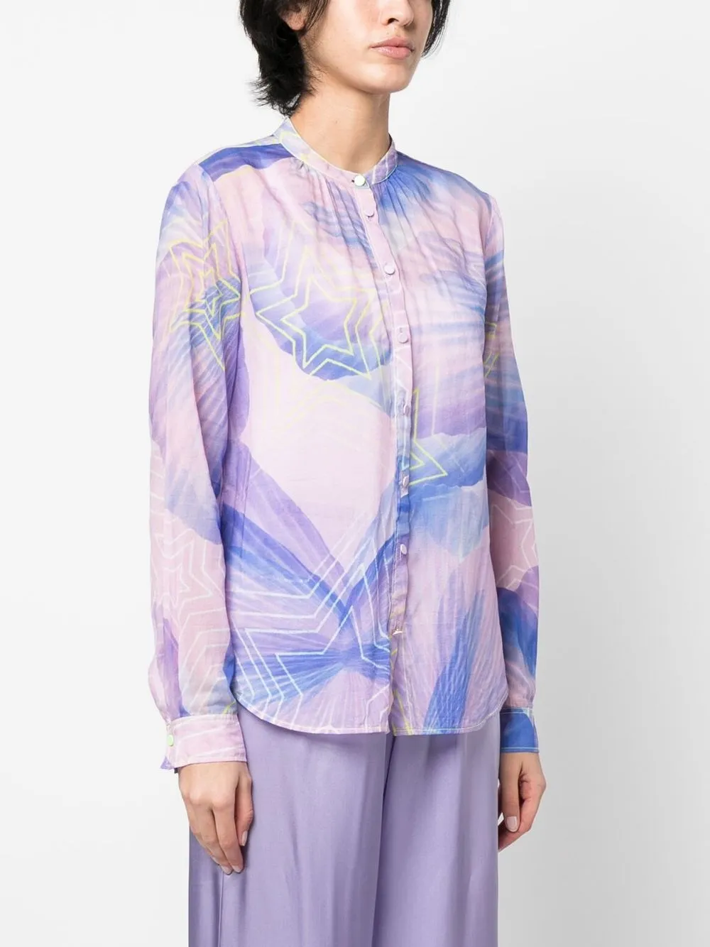 Shop Forte Forte Star-print Long-sleeve Shirt In Purple