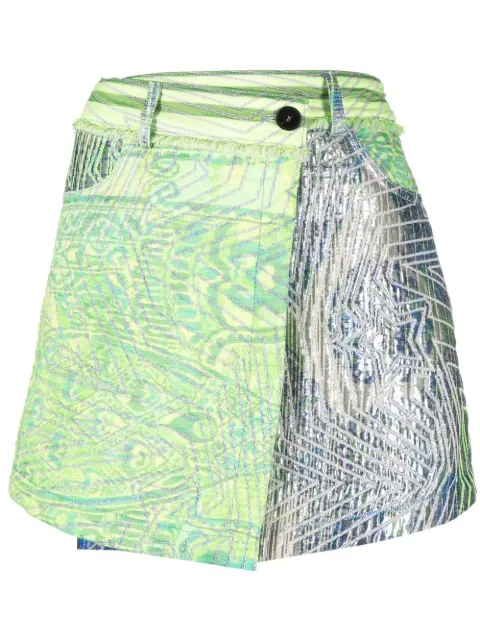 star-jacquard wrap skirt