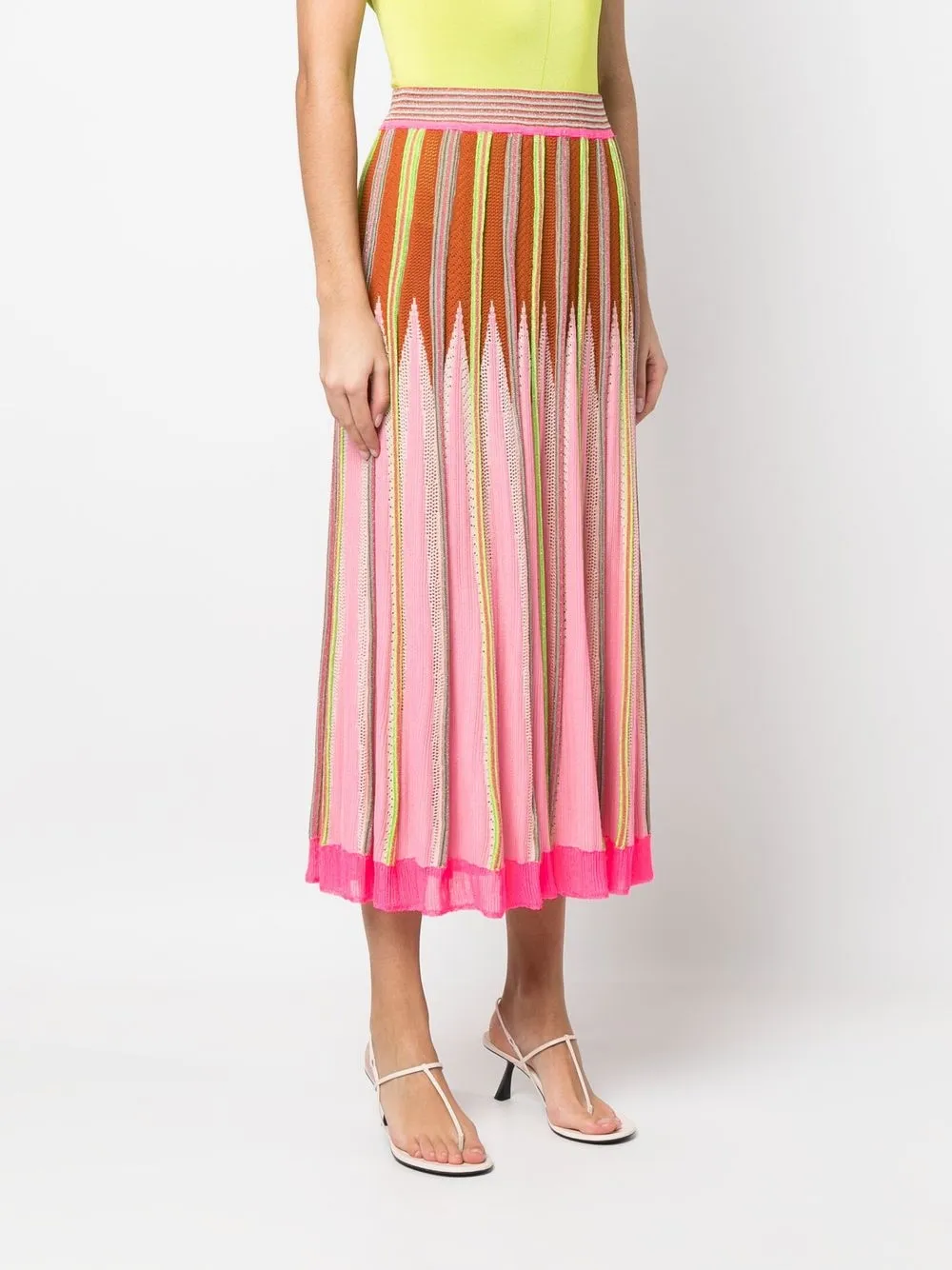 Forte Forte Zigzag-knit Midi Skirt In Orange