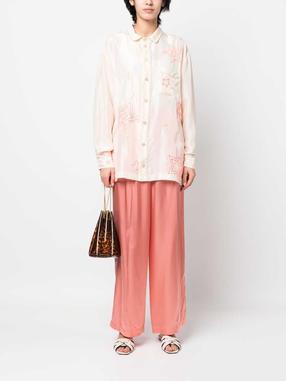 Shop Forte Forte Satin-finish Gathered Trousers In Pink