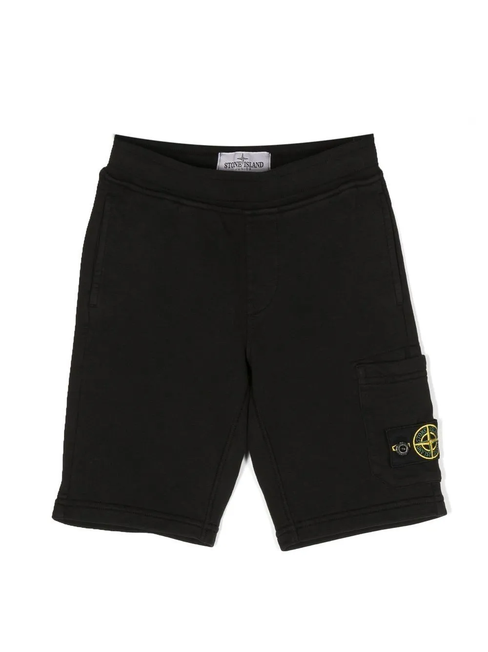 Stone Island Ages 6-8 Logo-appliquéd Stretch-cotton Canvas Cargo Shorts In Black