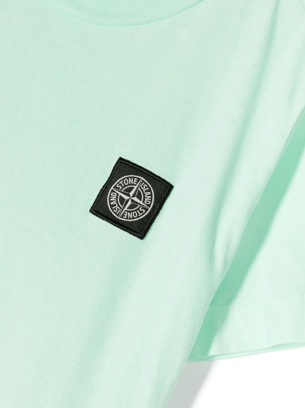 Shop Stone Island Junior Logo-patch Round-neck T-shirt In Green