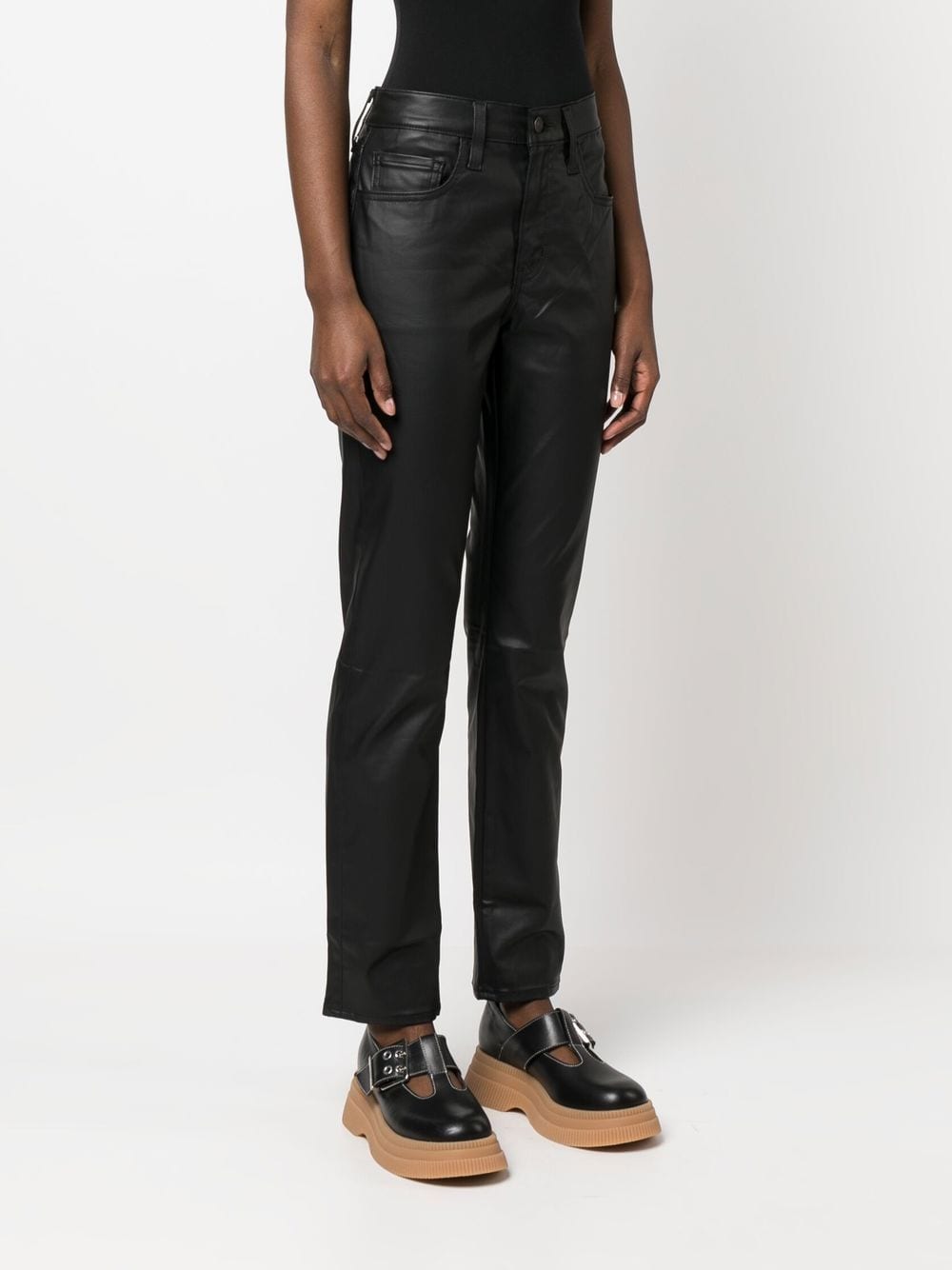 Shop Levi's Coated Straight Pants In Black
