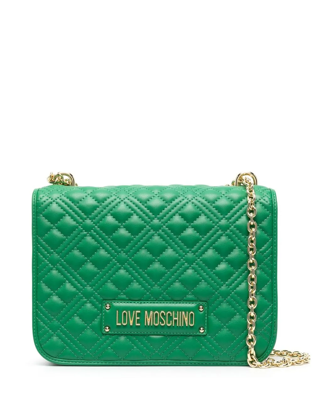 

Love Moschino quilted logo-plaque shoulder bag - Green