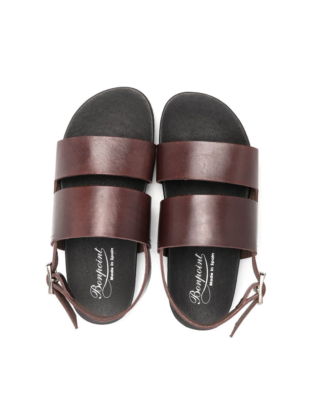 Shop Bonpoint Double-strap Slingback Sandals In Brown